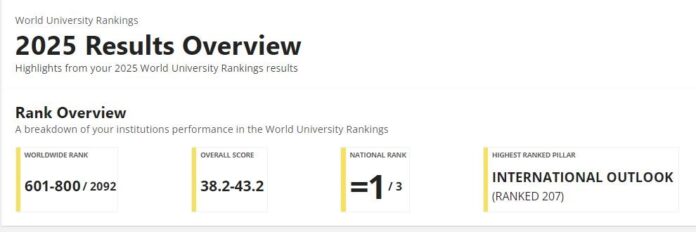 EMU THE WUR 2025 RESULT DAÜ Times Higher Education Dünya Üniversiteler Sıralaması’nda Bir Kez Daha KKTC’nin En İyi Üniversitesi Oldu