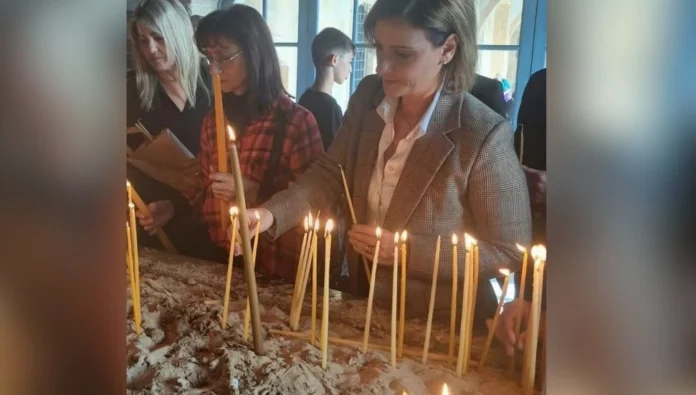 Nikos Hristodulidis’in eşi Philippa Karsera, Karpaz’daki ayine katıldı